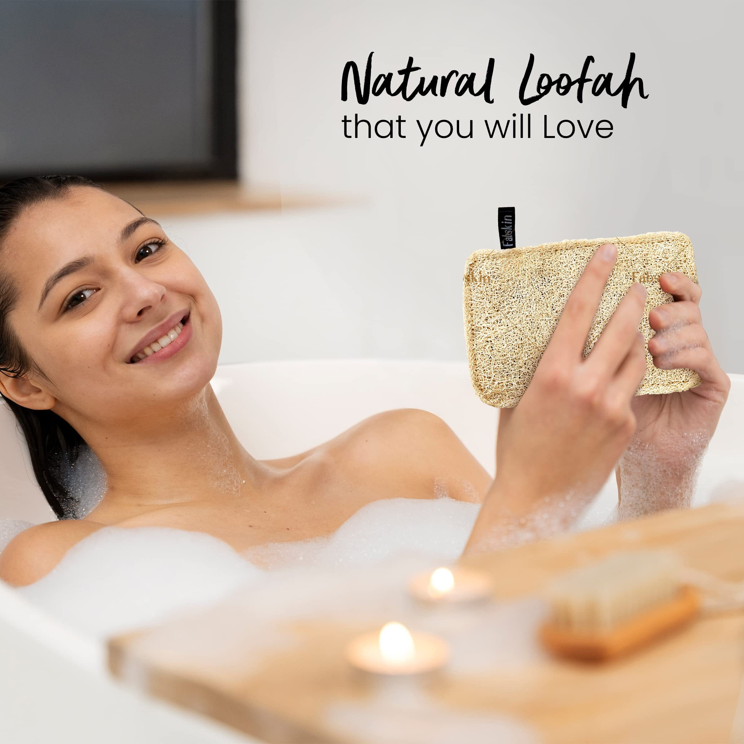 Fabskin Natural Organic Sun Dried Bath Loofah I Body Sponge Scrubber For Bathing | For Men & Women I Organic Luffa For Bath Shower Skin Exfoliation (Pack Of 1)