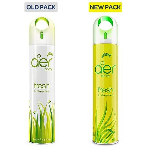 Godrej Aer Spray | Room Freshener For Home & Office - Fresh Lush Green (220 Ml) | Long-Lasting Fragrance