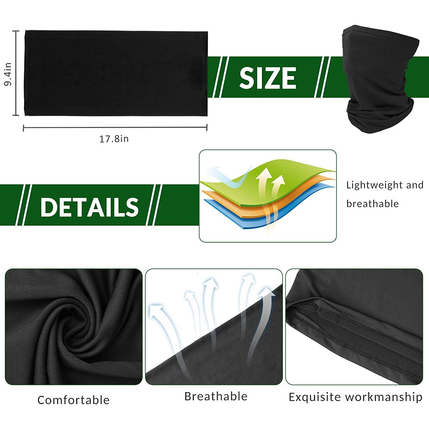Xjarvis Bandana & Arm Sleeves For Dust & Sun Protection, Comes With Cool Lightweight, Windproof, Breathable Material, Hiking Running Cycling, Combo, Pack Of 1
