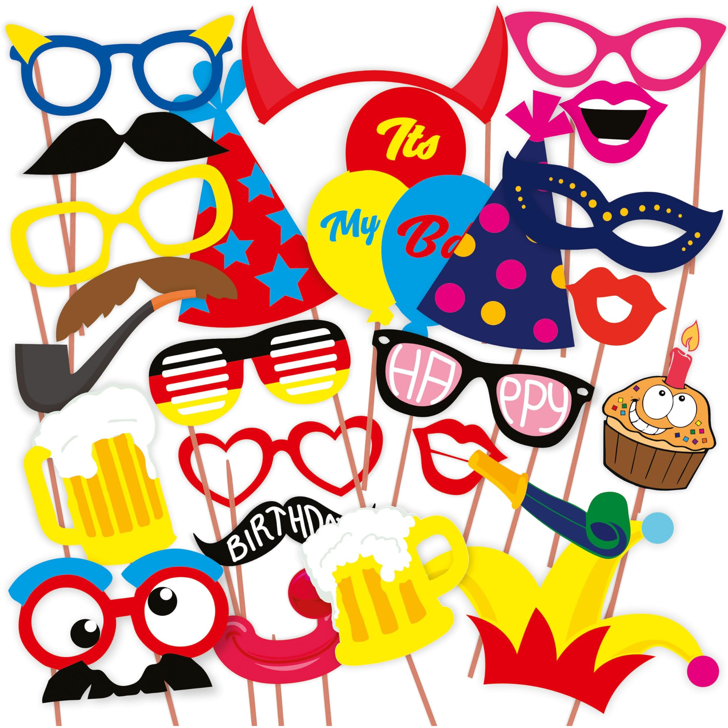 Wobbox Photo Booth Party Props (26 Pieces)