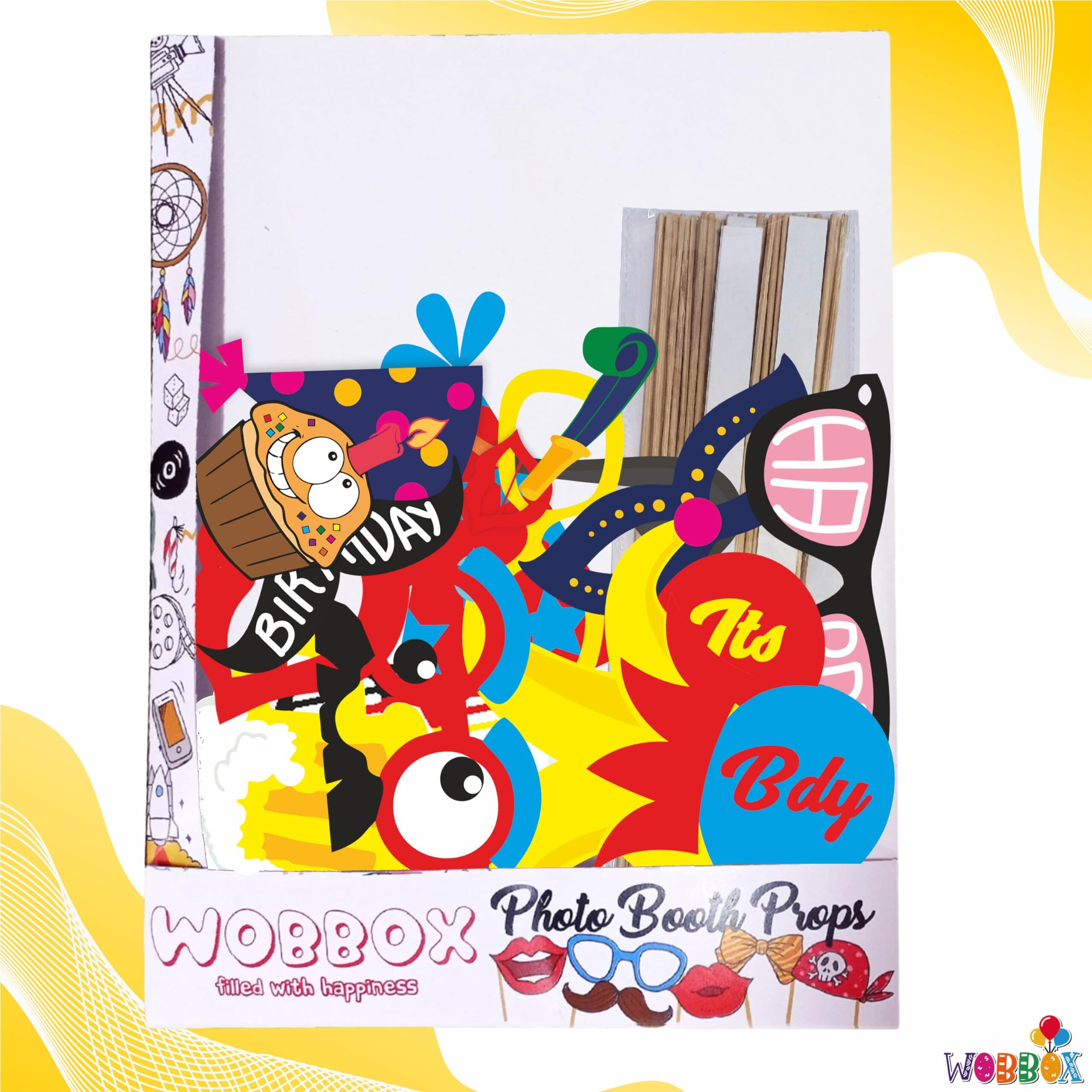 Wobbox Photo Booth Party Props (26 Pieces)