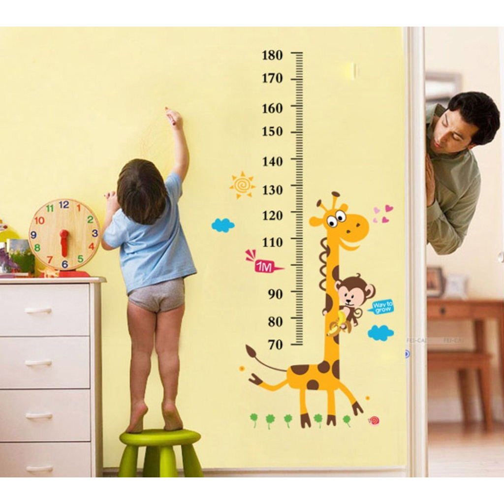 Decals Design 'Kids Giraffe Height Chart' Wall Sticker (Pvc Vinyl, 50 Cm X 70 Cm),Multicolour