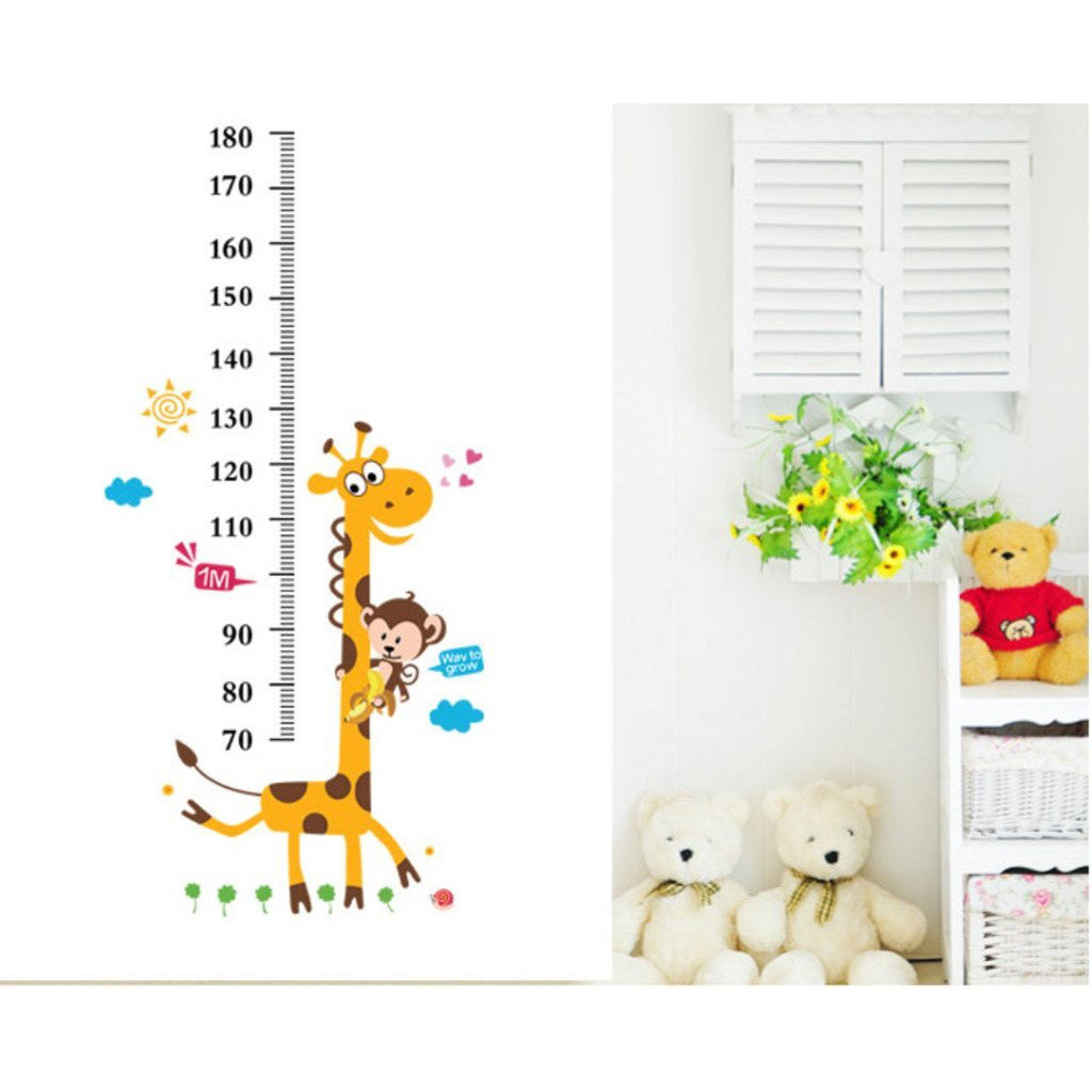 Decals Design 'Kids Giraffe Height Chart' Wall Sticker (Pvc Vinyl, 50 Cm X 70 Cm),Multicolour