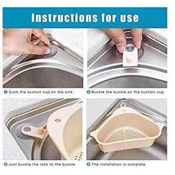 Hakku Sink Basket Strainer, No Drilling Triangular Multifunctional Drain Shelf Kitchen Sink Strainer Holder Multifunctional Box Organizer For Soap, Dishwashing, Sponge Etc (Min 2 Quantity, Black)