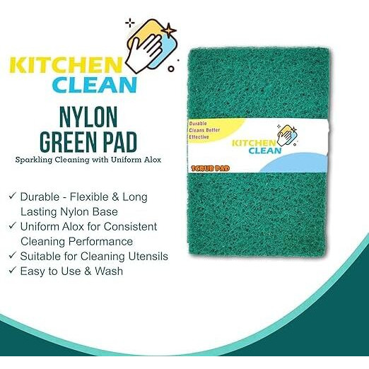 Kitchen Clean  7 Pcs Scrub Pads | Dish Wash Juna Scrubber Clean Shine Brite Utensils Scrub Pads - Green, Pack Of 7 Pcs (Small 4Pcs + Large 3Pcs)