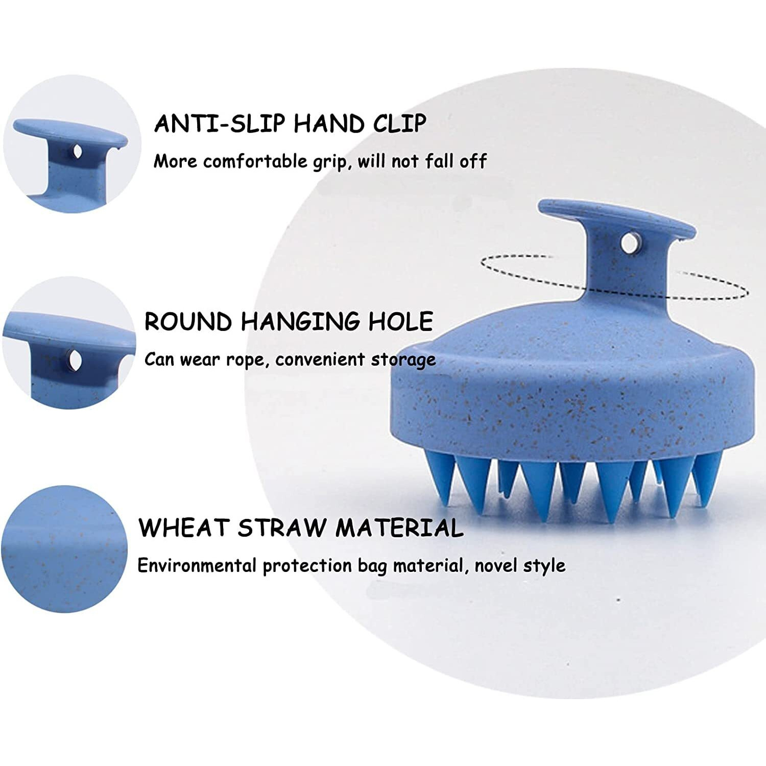 Renesmee Manual Scalp Head Massager Shampoo Brush - Eco-Friendly With Soft Silicon Bristles, Hair Scalp Scrubber, Exfoliator | Dandruff Removal, Prevents Hair Loss (Blue)