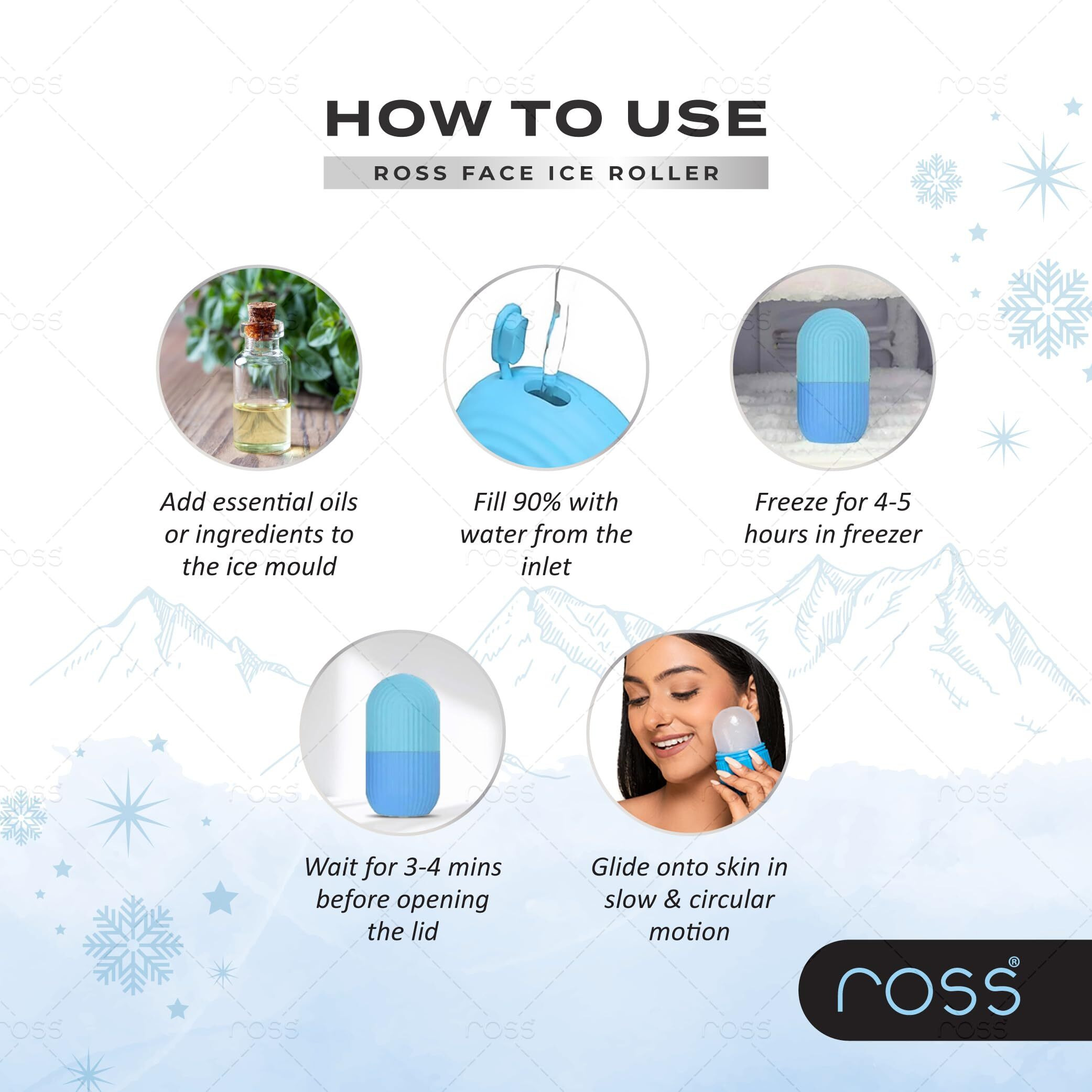 Ross Ice Roller For Face, Neck And Body | For Puffy Eyes And Facial Skin Care, Ice Facial Cube (Random Color)