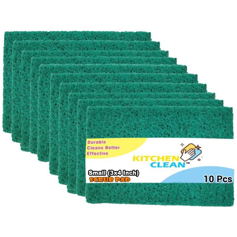 Kitchen Clean  10 Pcs Small Kitchen Scrub | Kitchen Juna Dish Wash Scrubber | Clean Shine Non Scratch Brite Scrubs For Utensils Cleaning (Green, Small 3X4 Inch, Pack Of 10 Pcs)