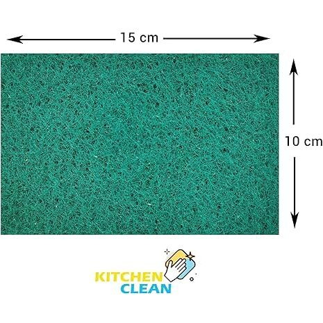 Kitchen Clean  10 Pcs Large Kitchen Scrub Pads | Dish Wash Scrubber | Non Scratch - Durable - Long Skrab Lasting | Clean Shine Brite Utensils (Green, Large 4X6 Inch, Pack Of 10 Pcs)