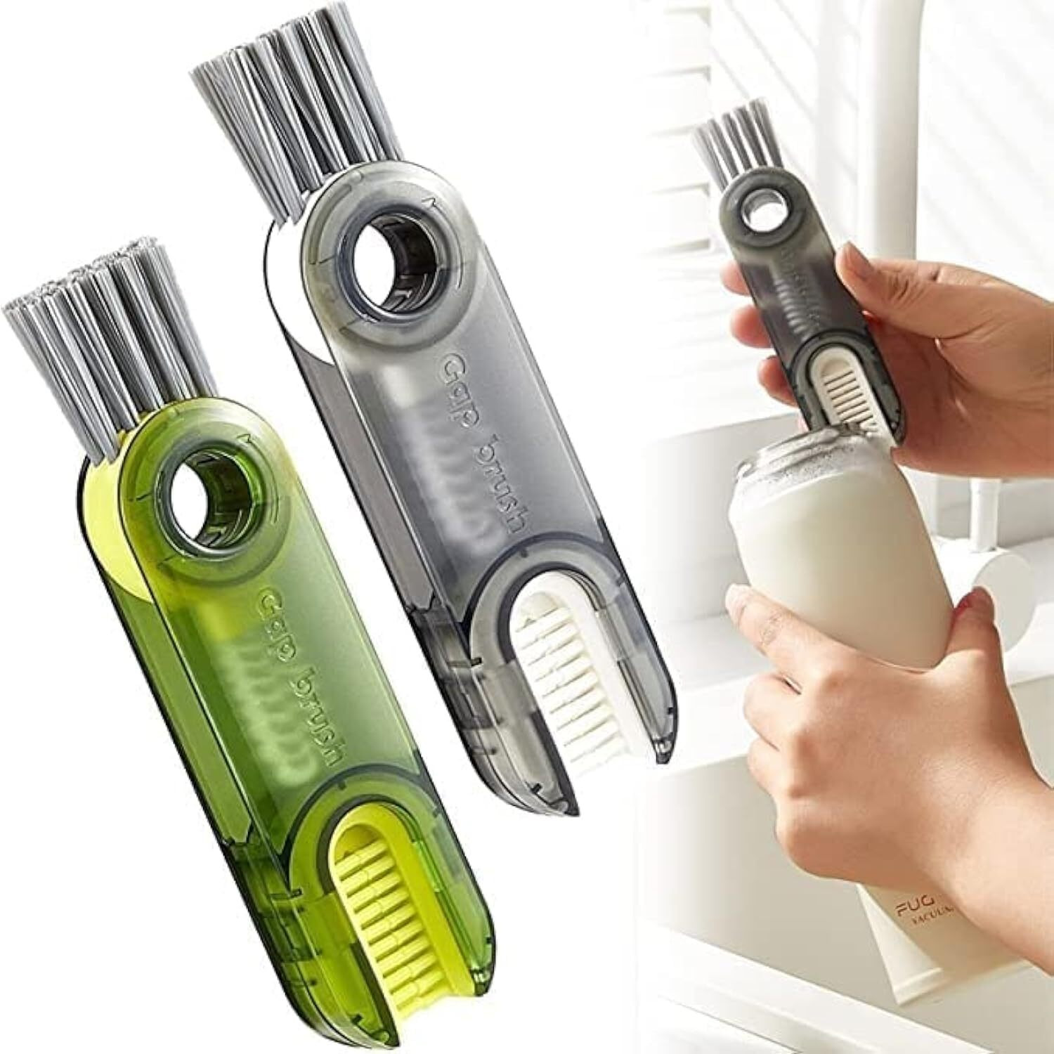 Kunya 3 In 1 Multifunctional Cleaning Brush,3 In 1 Tiny Bottle Cup Lid Detail Brush Straw Cleaner Tools Multi-Functional Crevice Cleaning Brush,Multifunctional Cleaning Brush