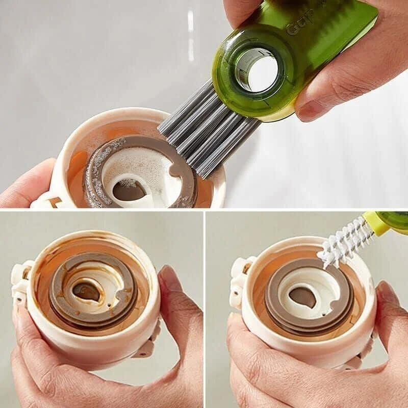 Kunya 3 In 1 Multifunctional Cleaning Brush,3 In 1 Tiny Bottle Cup Lid Detail Brush Straw Cleaner Tools Multi-Functional Crevice Cleaning Brush,Multifunctional Cleaning Brush