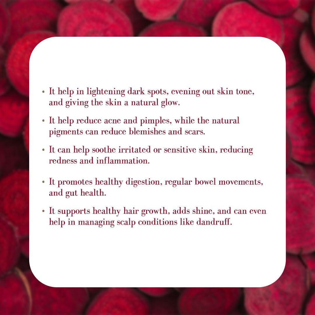 Veda Harvest Beetroot Powder For Face, Skin & Hair | Rich In Antioxidants | Lip Care | Drinking | Eating | Immunity | Pre -Workout | Natural Brightening, Anti-Aging & Glowing Complexion (150 Gm)
