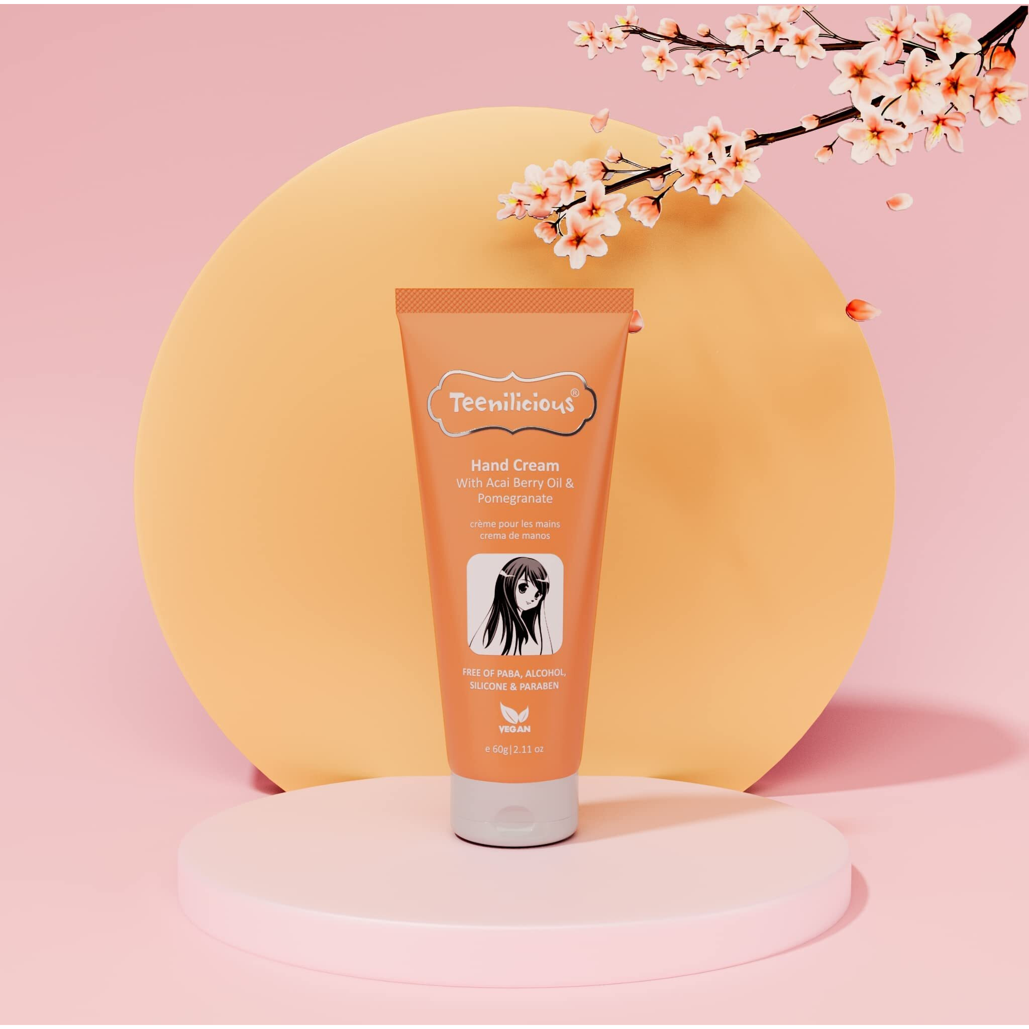 Teenilicious Hand Cream For Women|Winter Cream For Dry And Rough Hand|Acai Berry Oil&Pomegranate|Vegan|Free From Alcohol,Silicones,Paraben&Sulphates|Skin Moisturizing Cream|All Skins Type-60Gm