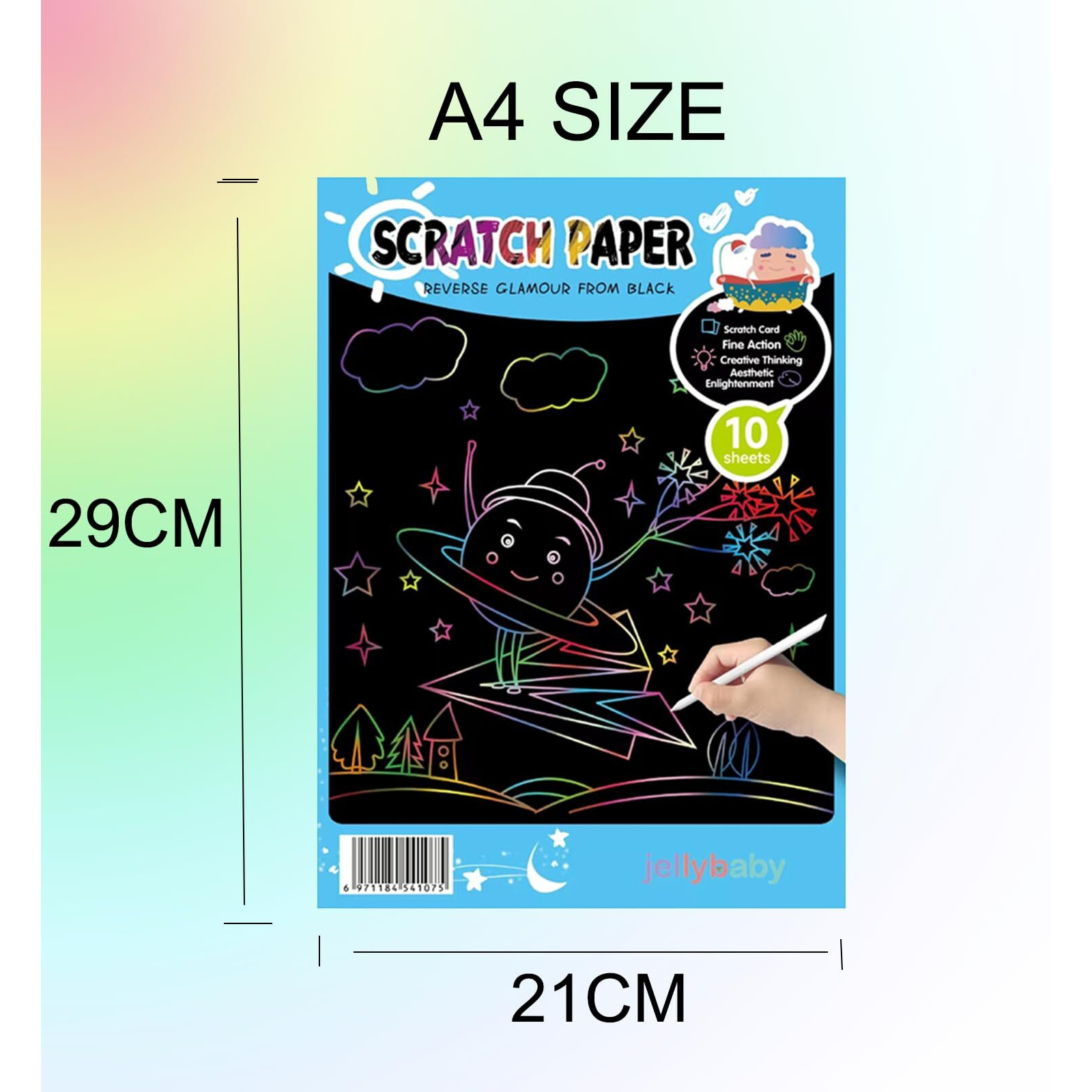 Jellybaby Rainbow Scratch Sheets For Kids A4 Size Scratch Art Magic Doodle Mandala Art Drawing Coloring Paper Black Scratch Paper Note Art And Craft Return Gift For 4 Years And Above
