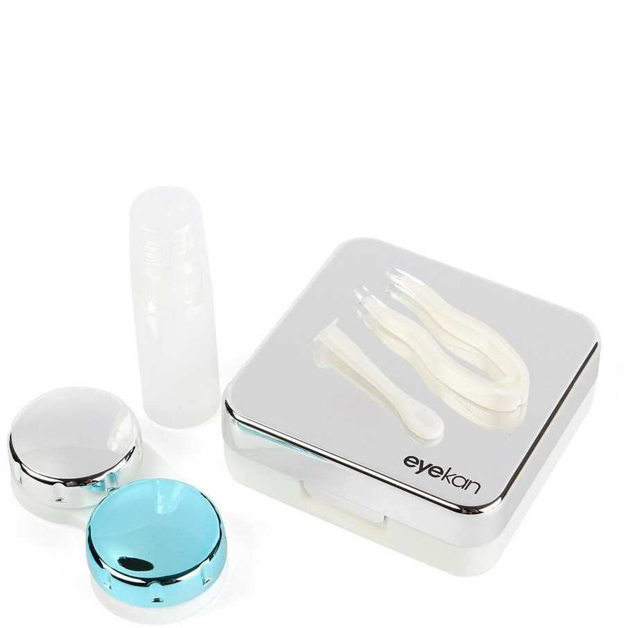 Inovera Eyekan Travel Contact Lens Case Box With Mirror (Silver, Plastic)