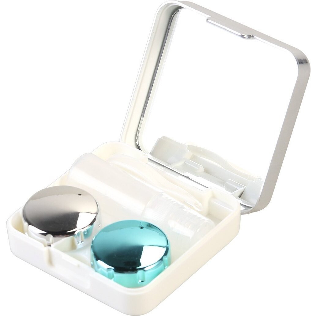 Inovera Eyekan Travel Contact Lens Case Box With Mirror (Silver, Plastic)