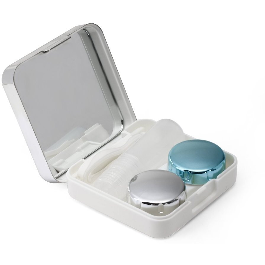 Inovera Eyekan Travel Contact Lens Case Box With Mirror (Silver, Plastic)