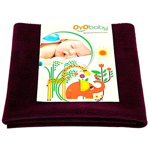 Oyo Baby Cotton - Quickly Dry Super Soft Waterproof And Reusable Mat/Underpad/Absorbent Sheets/Mattress Protector (Medium Oyo Baby Plum)