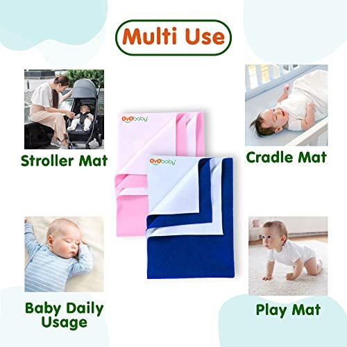 Oyo Baby Cotton - Quickly Dry Super Soft Waterproof And Reusable Mat/Underpad/Absorbent Sheets/Mattress Protector (Medium Oyo Baby Plum)