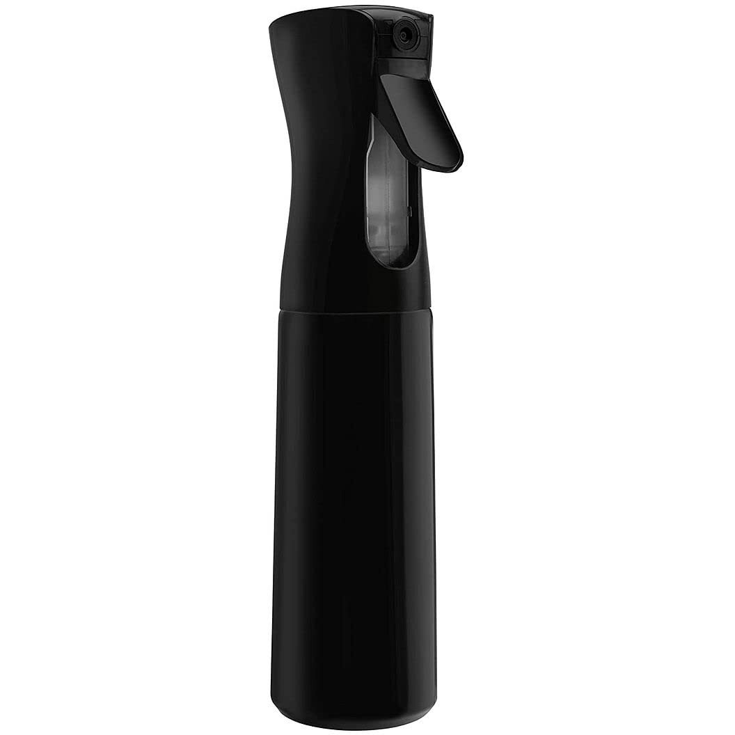 Alpree Polyethylene Terephthalate (Pet) Ultra Fine - Durable - Empty Continuous Spray Bottle - Water Mister For Hairstyling, Plants, Cleaning, Cooking, Misting & Skin Care, 300 Ml, Black