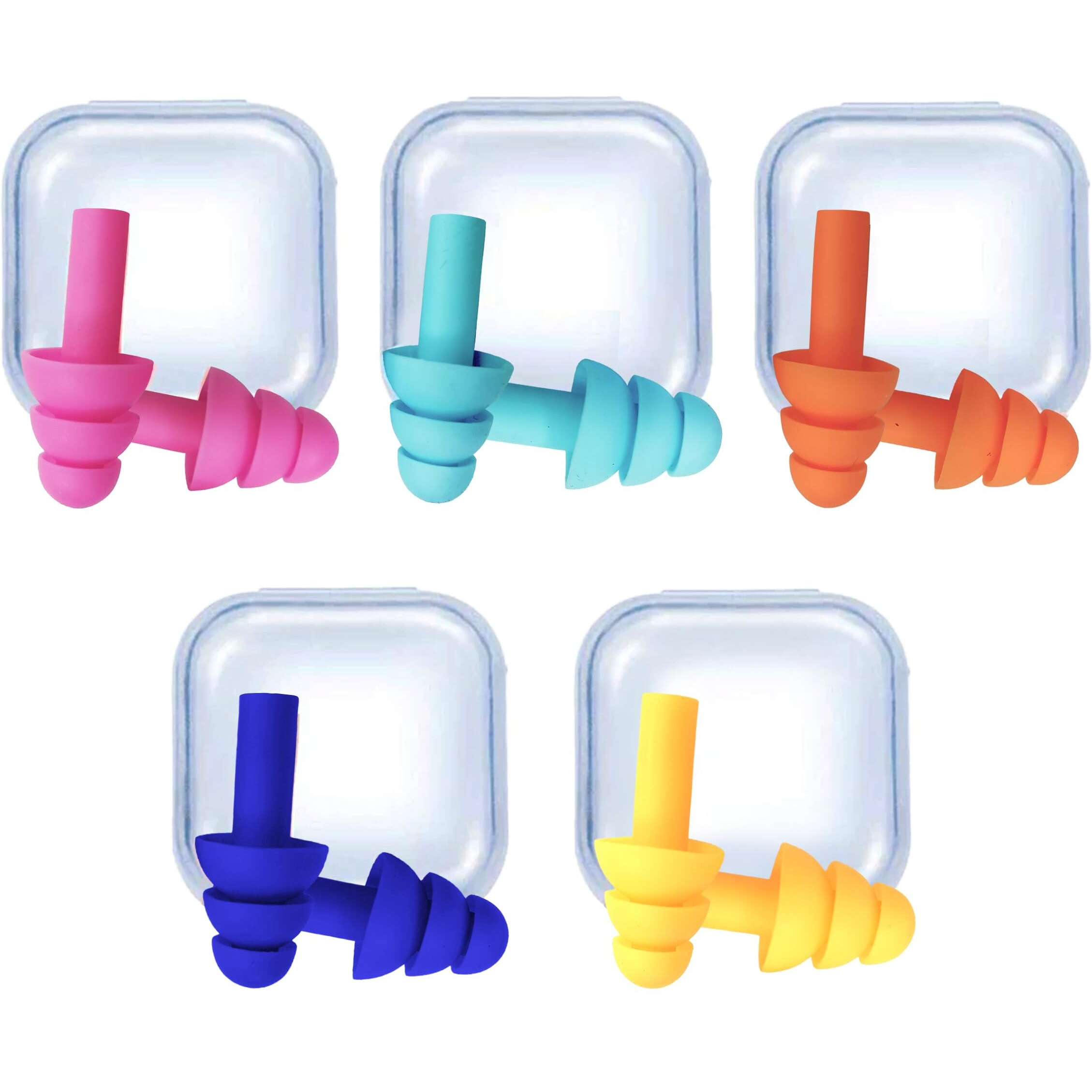 Kalpdev Soft Silicone Noise Reduction Ear Plugs For Sleeping, Meditation, Swimming. Reusable Earmuffs For Travel And Flight (Pack Of 5 Pairs) Assorted