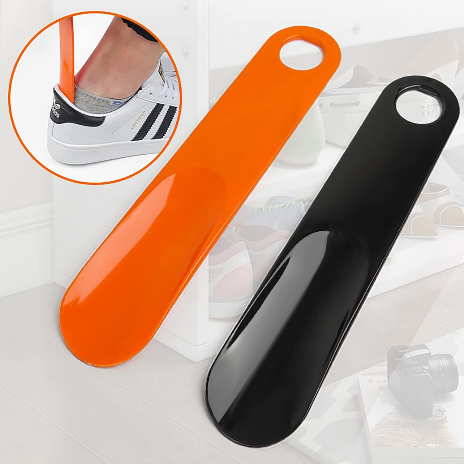 Mr. Carve Premium Abs Plastic Shoe Horn Mix (Pack Of 4)