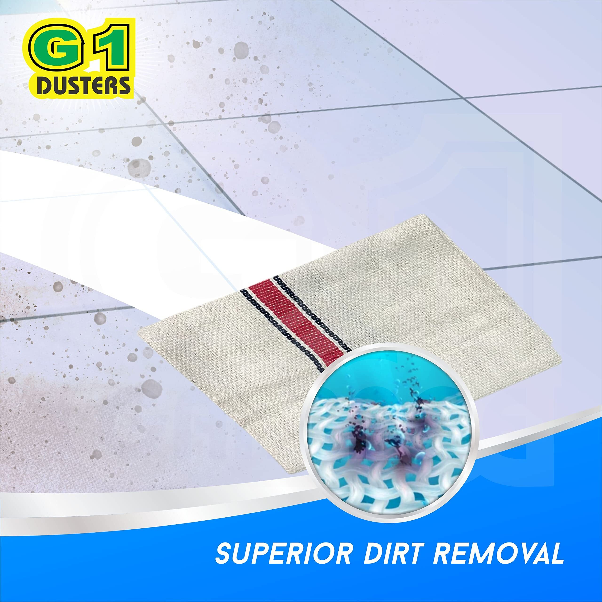 G 1 Cotton Floor Cleaning 400 Tc Duster/Cloth/Mop/Pocha (Off White, Large Size, 22 Inch X 22 Inch) - Pack Of 3