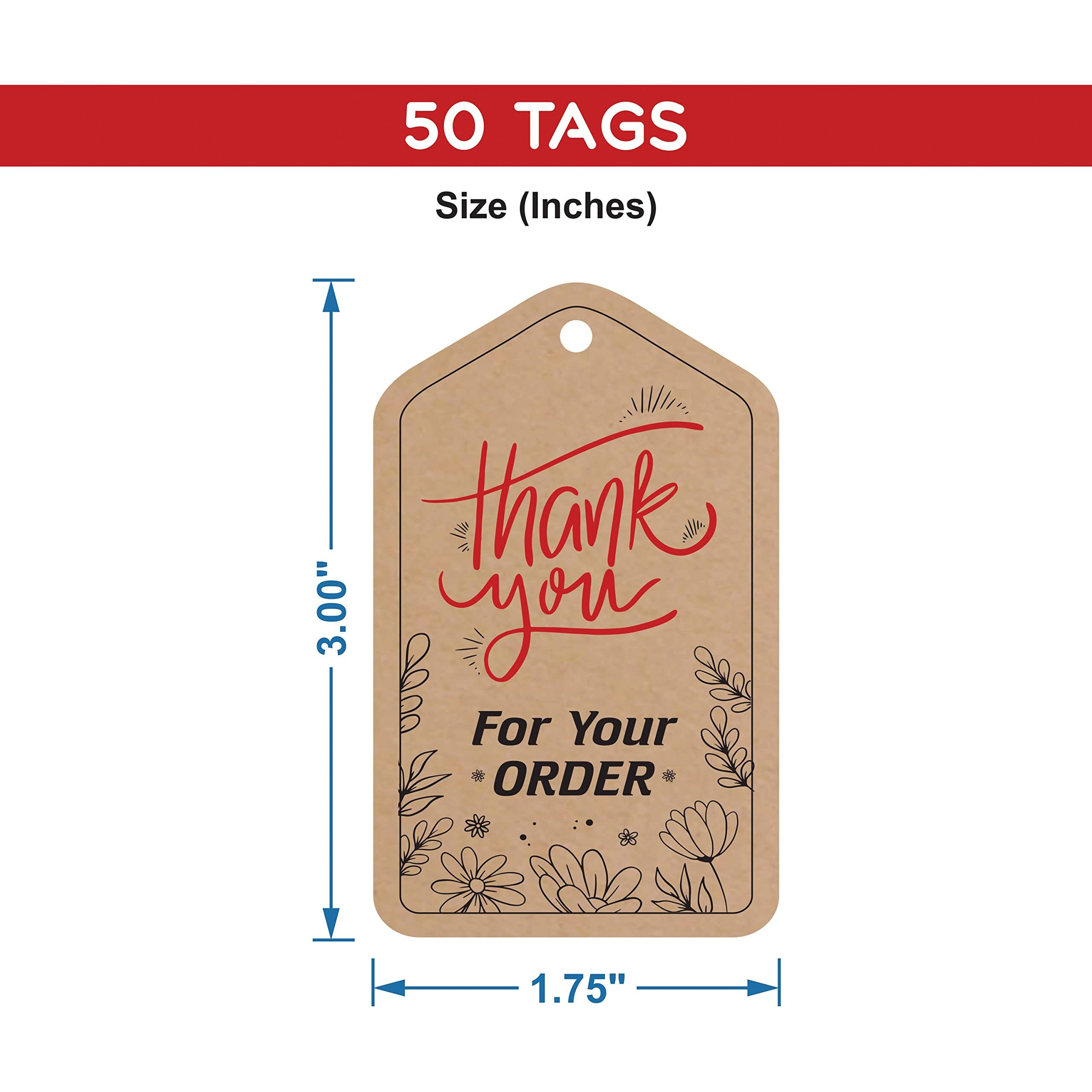 Clickedin - Thank You Brown Tags For Packaging With String 50 Pieces