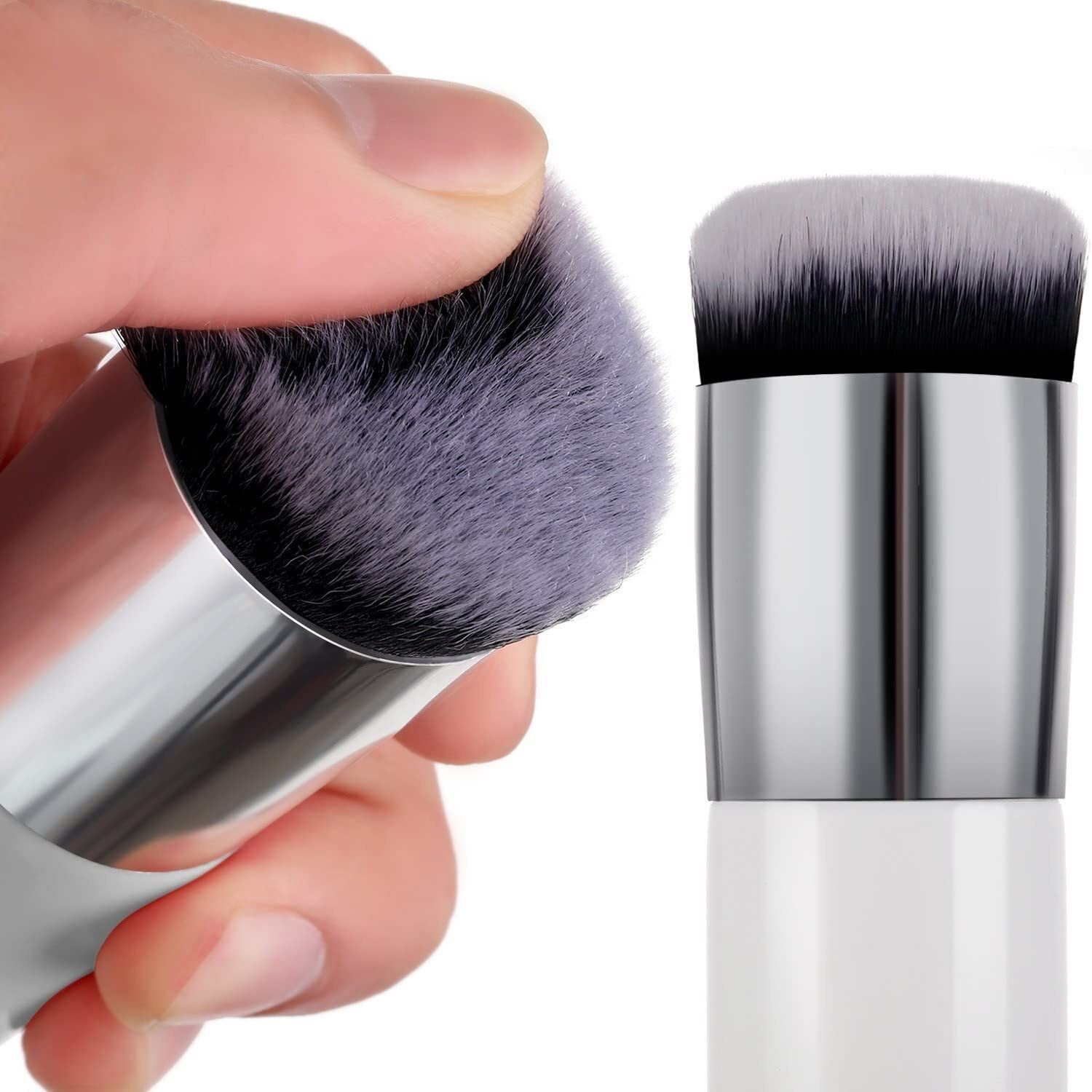Aadav 1 Round Foundation Makeup Brush,2 Pieces Makeup Sponge Blender(Foundation Brush,2 Pieces Triangle Powder Puffs Face Cosmetic Powder Puff Washable Reusable Soft Plush Powder Makeup Sponge)