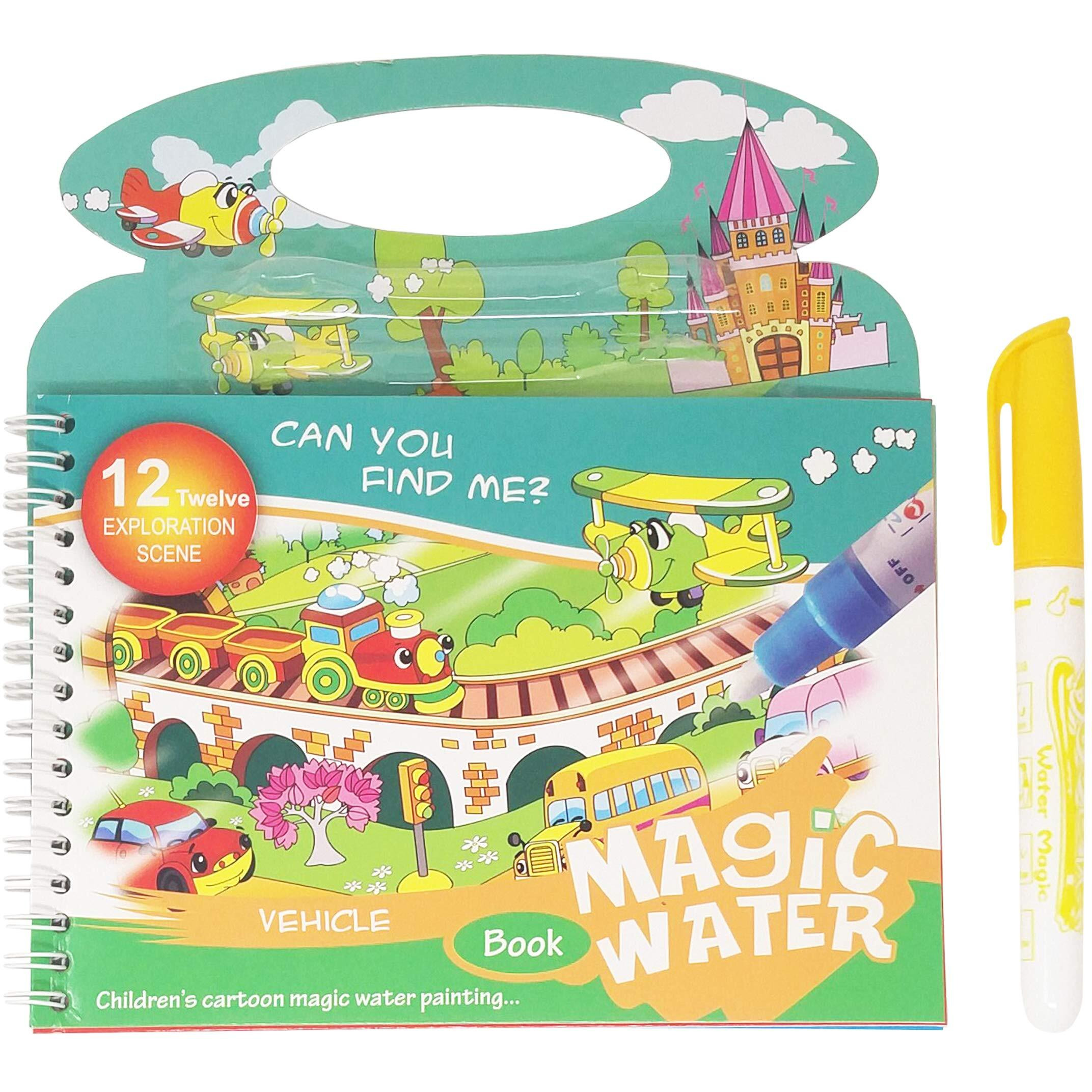 Parteet Reusable Magic Water Painting Book Magic Doodle Pen Kids Coloring Doodle Drawing Board Games Child Educational Toy Magic Book Water Painting For Kids (1Pc)(Assorted Character)