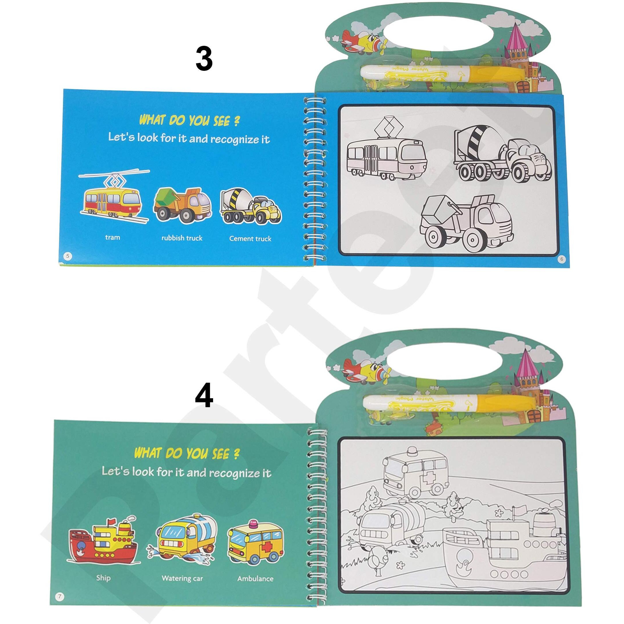 Parteet Reusable Magic Water Painting Book Magic Doodle Pen Kids Coloring Doodle Drawing Board Games Child Educational Toy Magic Book Water Painting For Kids (1Pc)(Assorted Character)