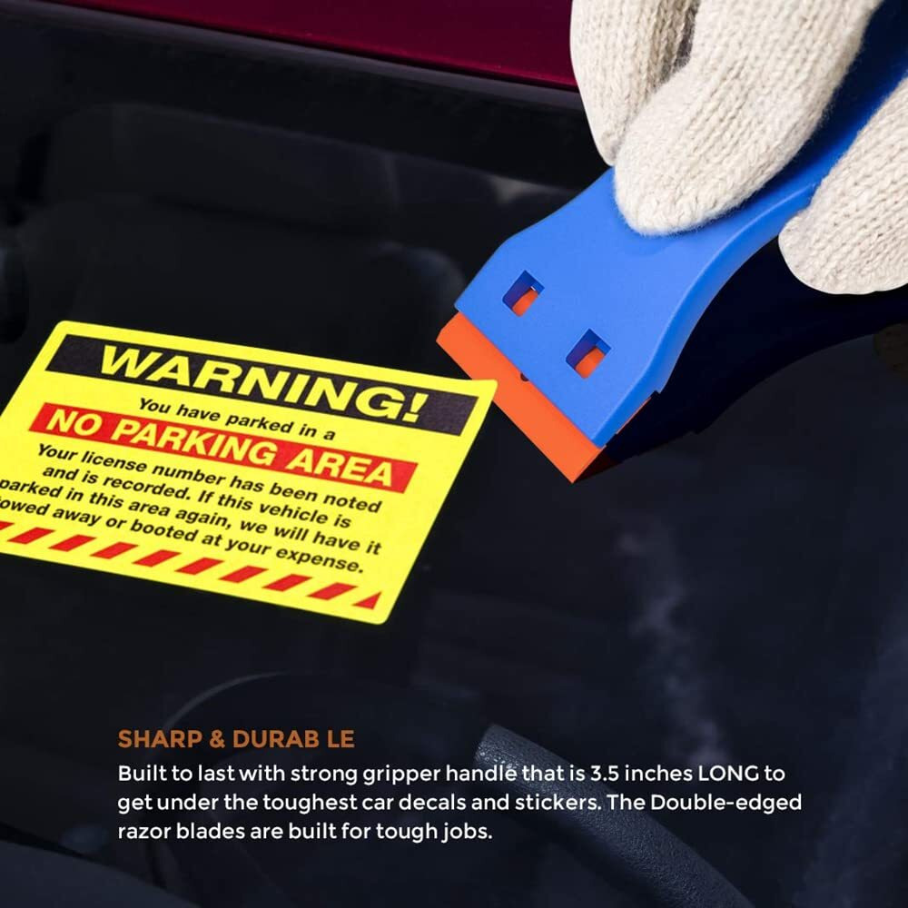 Cleaning Scraper Remover For Stickers,Plastic Scraper,Double Edged Plastic Razor Blade Scrapers,Scraping Labels And Decals Sticker From Glass,Windshields And Auto Window Tint Vinyl Tool Application