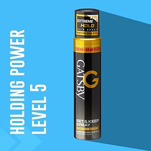 Gatsby Set & Keep Hair Spray - Extreme Hold | Quick Drying, Long Lasting Hold, No Flaking & Natural Shine | Non Sticky & Easy Wash Off | Styling Hair Spray | 250Ml