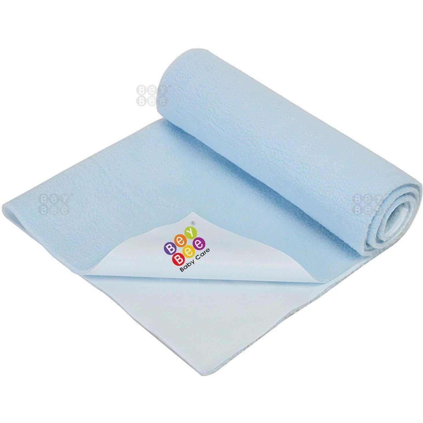 Beybee Waterproof Quick Dry Sheet For Baby| Bed Pad Anti-Piling Fleece Extra Absorbent Washable Matress Protector| Baby Bed Protector Sheet For Toddler Children, Medium Size, 100X70Cm, Blue