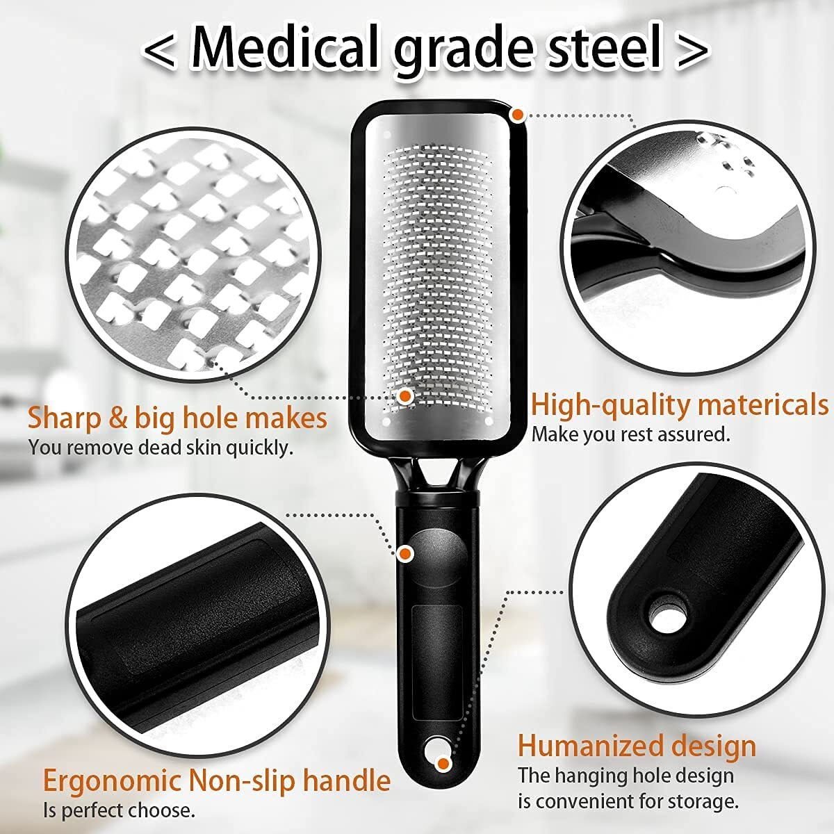 Futurekart Metal Colossa Pedicure Rasp Foot Callus Remover Tool Stainless Steel, Foot Filer & Pedicure, Heel Scrubber Foot Scrubber For Dead Skin -Black