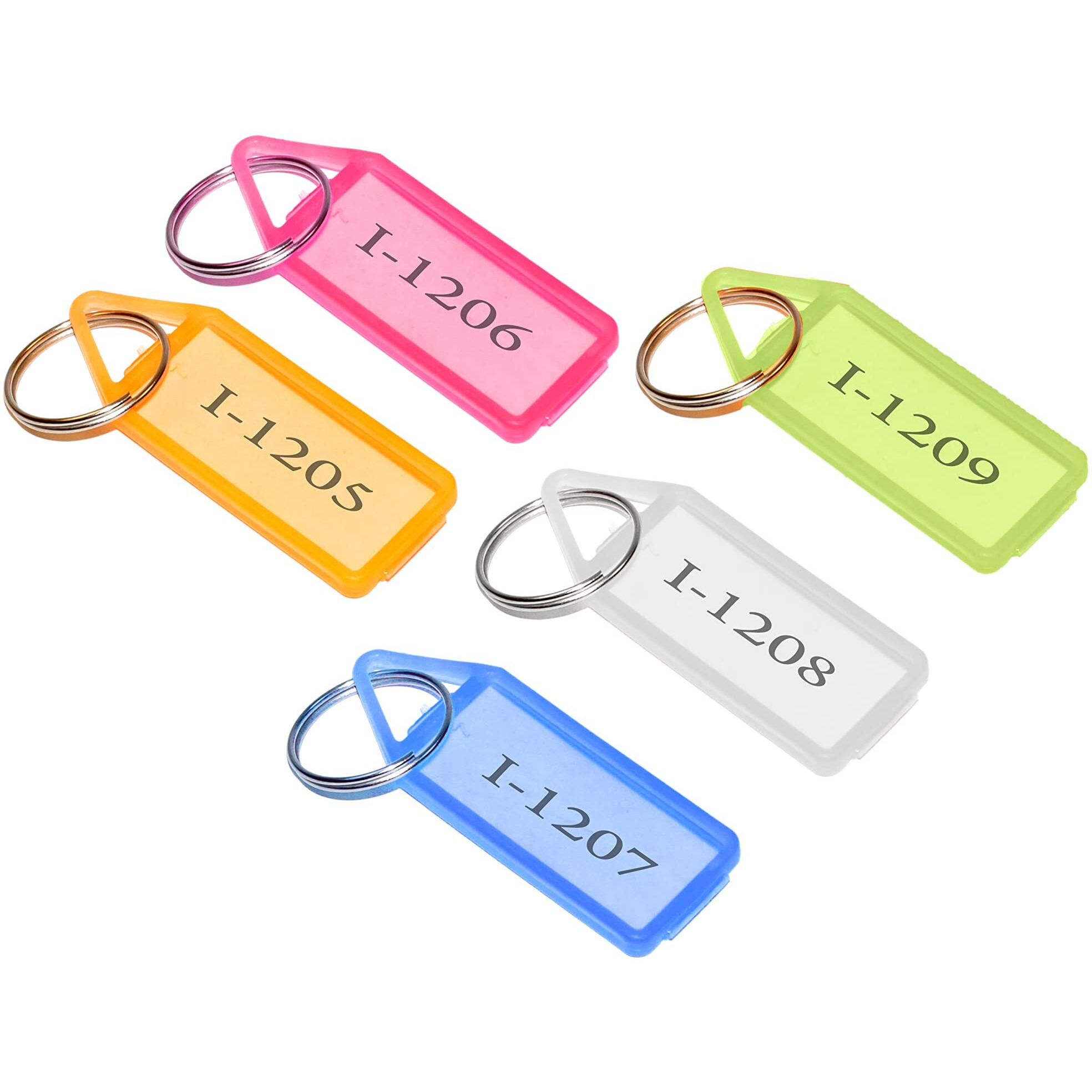 Sndia 25 Pcs Key Tag Multicolor Keyring & Keychain With Name Tag Labels Assorted Keychain With Two Side Id Label And Split Ring For Office, Home Key - Plastic