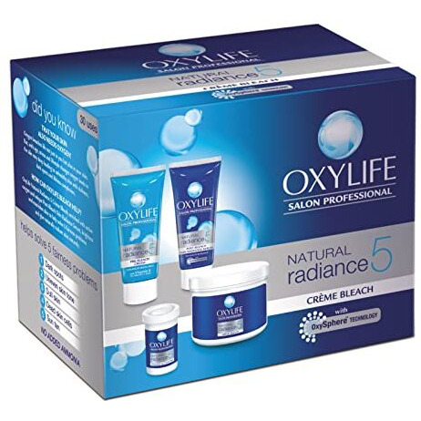 Oxylife Salon Professional Radiance 5 Crme Bleach-126G|With Oxysphere Technology|For Radiant&Even Skin Tone|Enriched With Vitamin E&Glycerine|Fights 5 Skin Problems|Professional Spa Like Experience