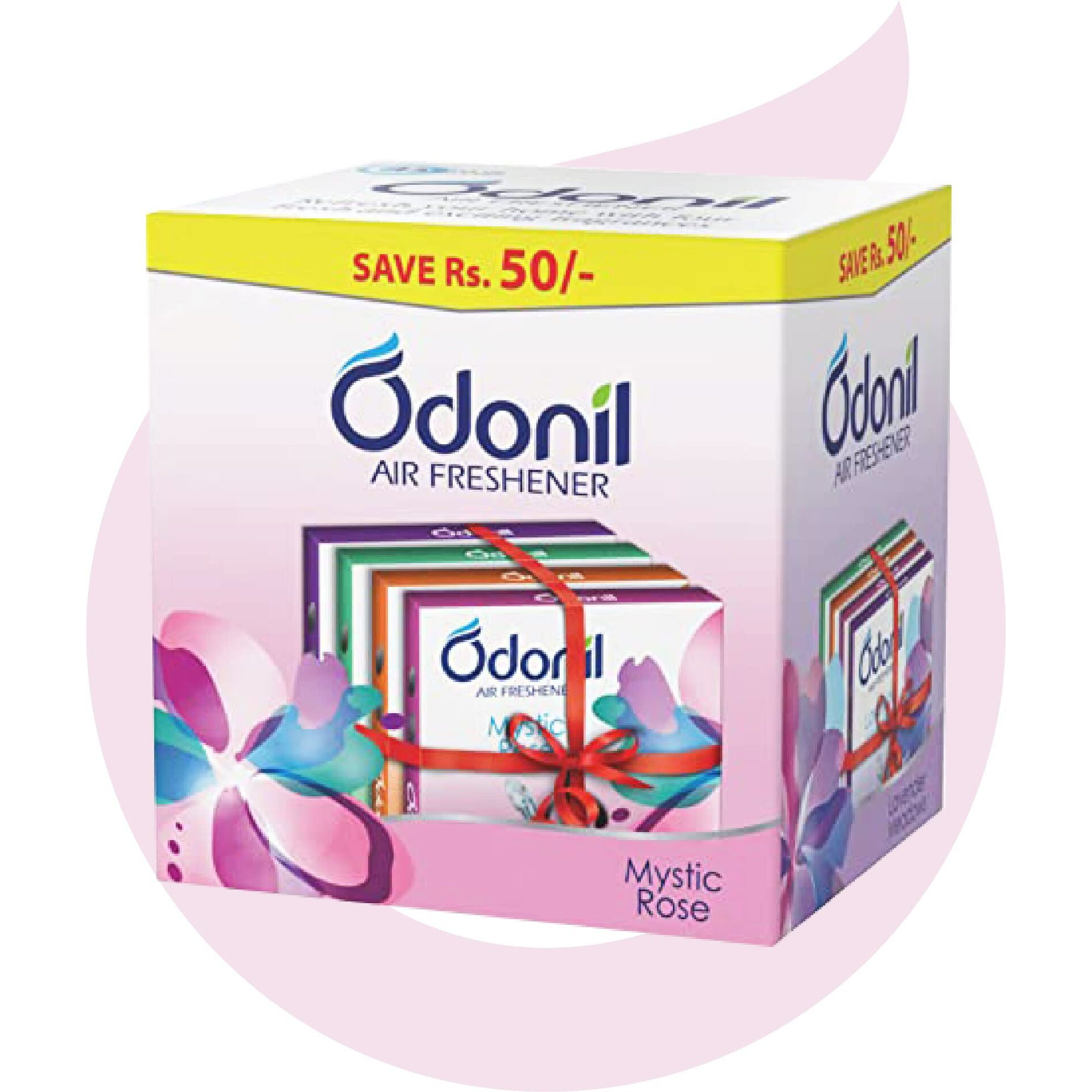 Odonil Bathroom Air Freshner Blocks - 288G (72G*4) | Mixed Fragrances Jasmine, Lavender, Orchid, Rose| Long Lasting Fragrance | Lasts Upto 45 Days