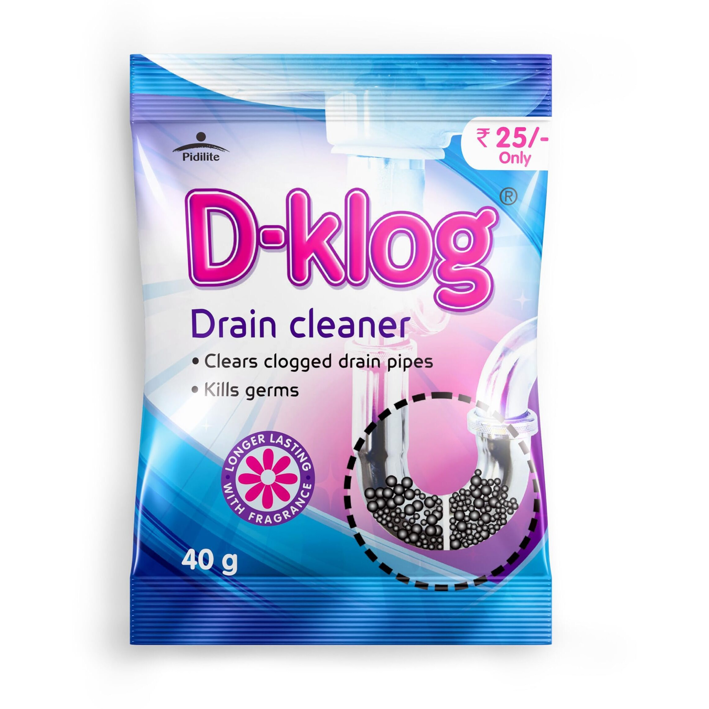 D-Klog Drain Cleaner Powder (40G X 8 Units), Removes Clogs, Blockages In Washbasin, Septic Tank, Sinks, Pipes Within 30 Mins.Drain Expert | Sink Cleaner| Toilet Cleaner | No Manual Hassle Required