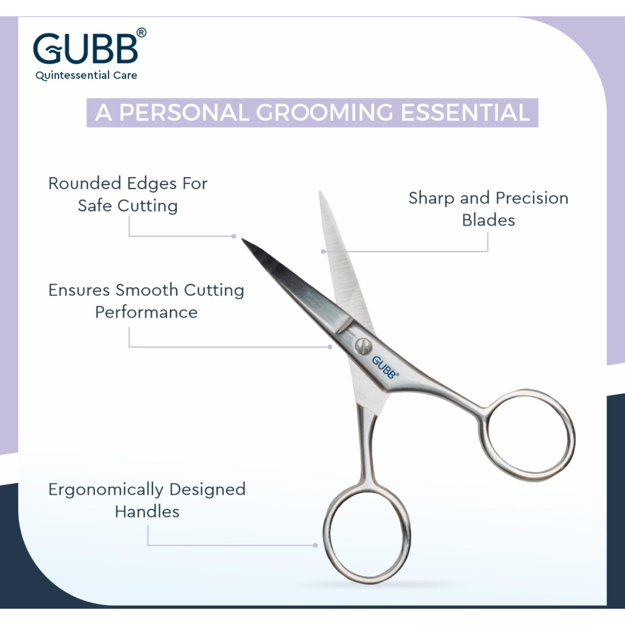 Gubb Grooming Scissor Small For Men & Women | Multipurpose Scissor Ideal For Men For Moustache, Beard, Ear And Nose Hair Trimming | Suitable For Women For Eyelashes And Eyebrow Trimming