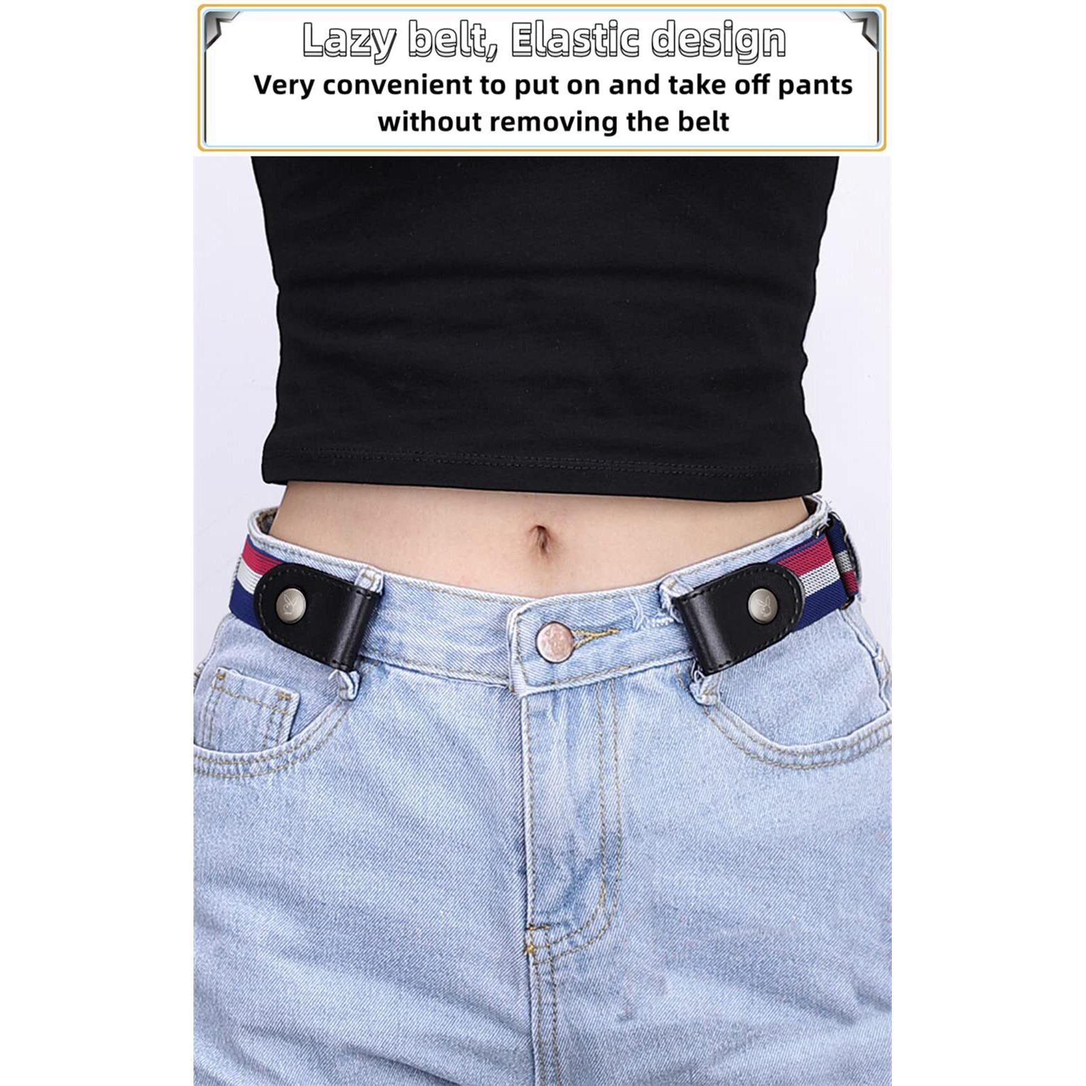 Sichumaria Buckle Free Elastic Belt For Women Jeans/Dresses, Ladies Belt For Jeans,Adjustable Belt For Women Jeans,Buckle-Free Invisible Elastic Waist Belt,No Buckle Belt For Women/Men (Multicolor)