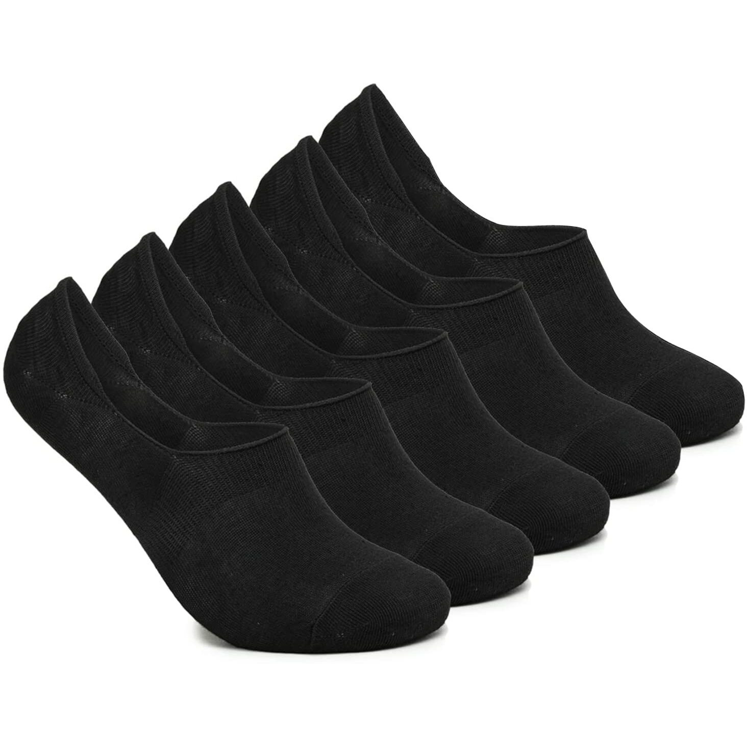 Xjarvis Premium 5 Pairs No Show Low Cut Loafer Socks For Men & Women Non Slip With Combed Cotton Socks For Sports, Running & Hiking, Pack Of 5, Black (Free Size)