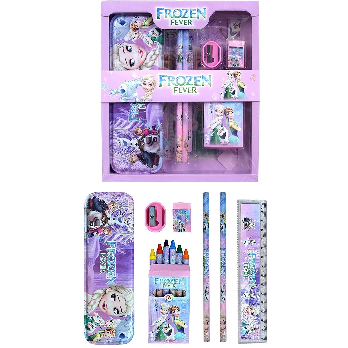 Cable World Stationary Kit Set For School Kids,Girls/Boys Birthday Gift - Pencil Pen Book Eraser Sharpener - Multicolor