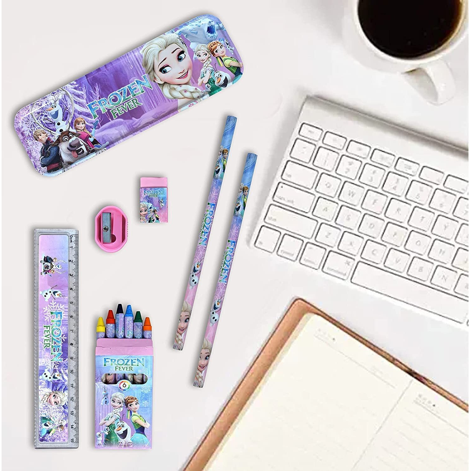 Cable World Stationary Kit Set For School Kids,Girls/Boys Birthday Gift - Pencil Pen Book Eraser Sharpener - Multicolor