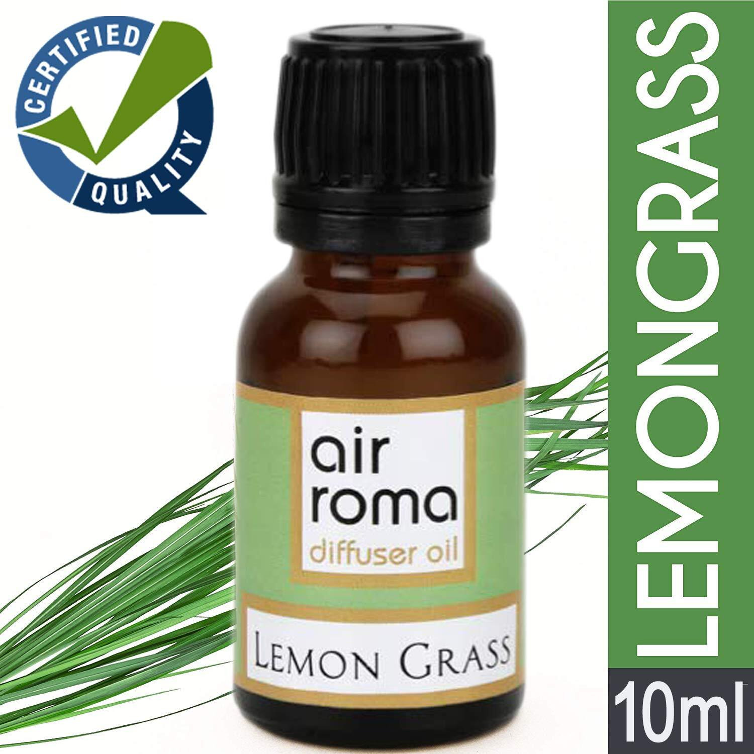 Air-Roma Air Roma Ceramic Aroma Black Diffuser Burner With 10Ml Lemon Grass Oil & 2 Pcs Candles | Strong & Long-Lasting Aroma - Fragrance
