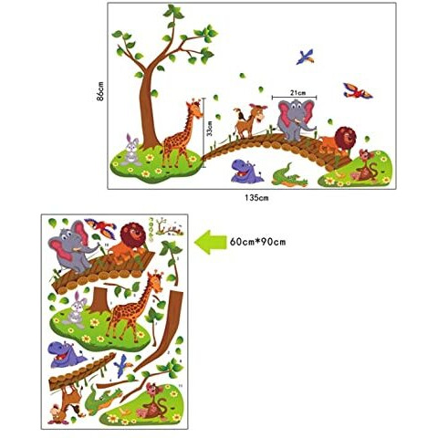 Jaamso Royals Multi Colour Nursery Zoo Animals Pvc Vinyl Wall Stickers For Kids, Wall Stickers For Kids Room, Kids Wall Stickers For Kids Room, Kids Room Wall Sticker Wall Sticker (60 Cm X 90 Cm)