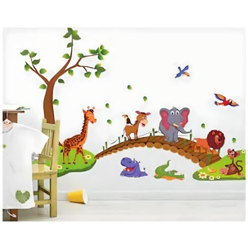 Jaamso Royals Multi Colour Nursery Zoo Animals Pvc Vinyl Wall Stickers For Kids, Wall Stickers For Kids Room, Kids Wall Stickers For Kids Room, Kids Room Wall Sticker Wall Sticker (60 Cm X 90 Cm)