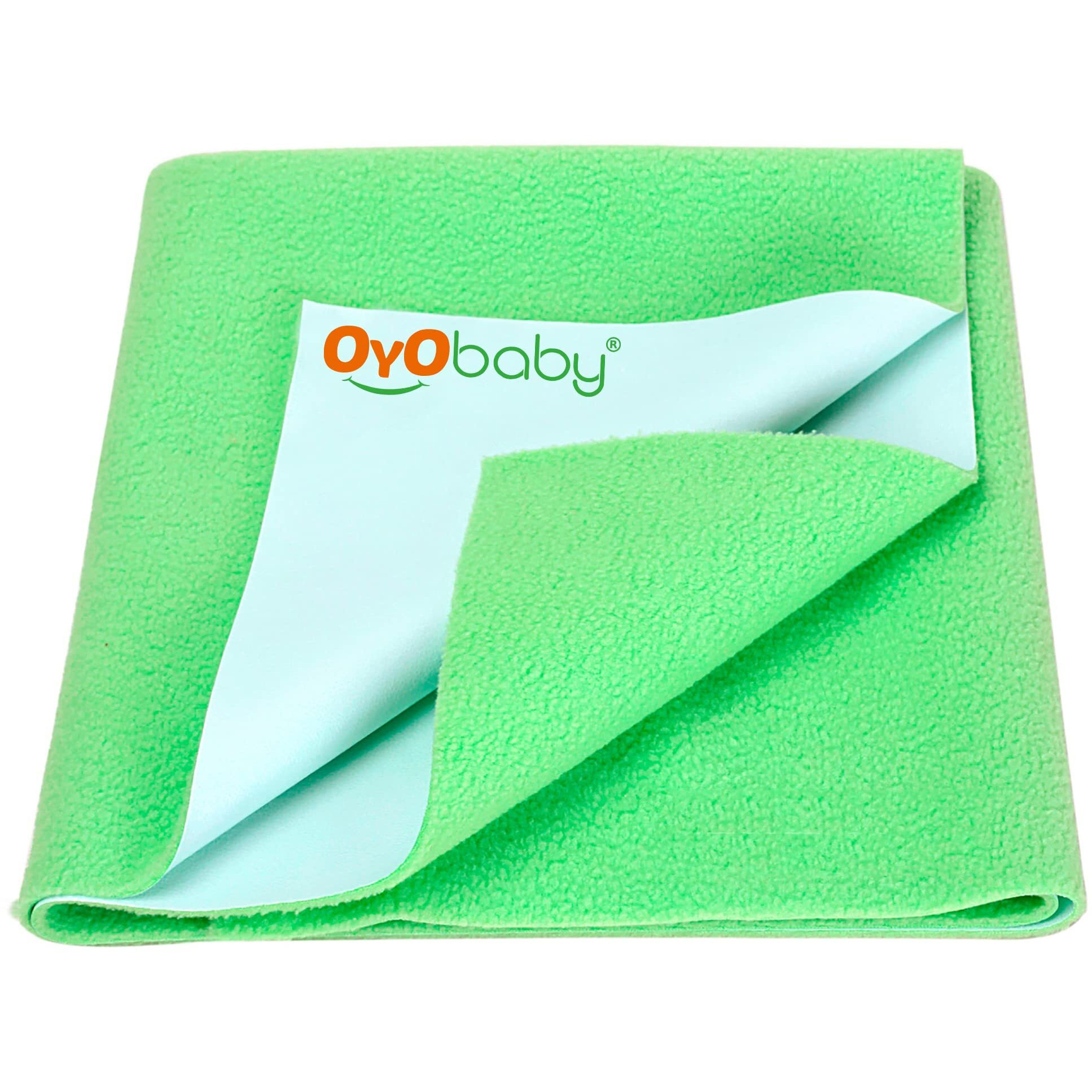 Oyo Baby Extra Absorbent Waterproof Baby Dry Sheet Medium Size (100X70Cm) | Quick Dry Sheet For Bed Protector, Soft & Breathable | Light Green