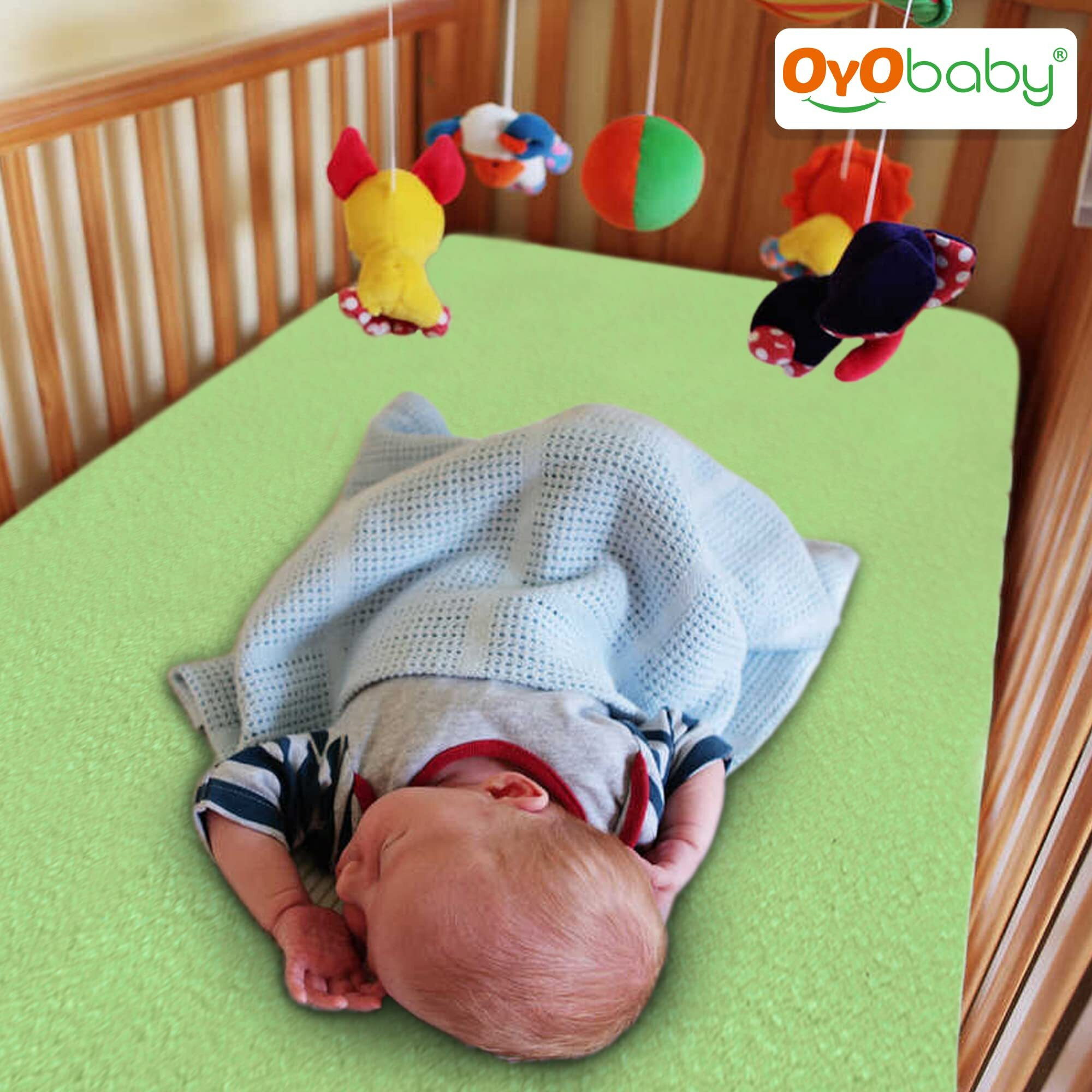 Oyo Baby Extra Absorbent Waterproof Baby Dry Sheet Medium Size (100X70Cm) | Quick Dry Sheet For Bed Protector, Soft & Breathable | Light Green