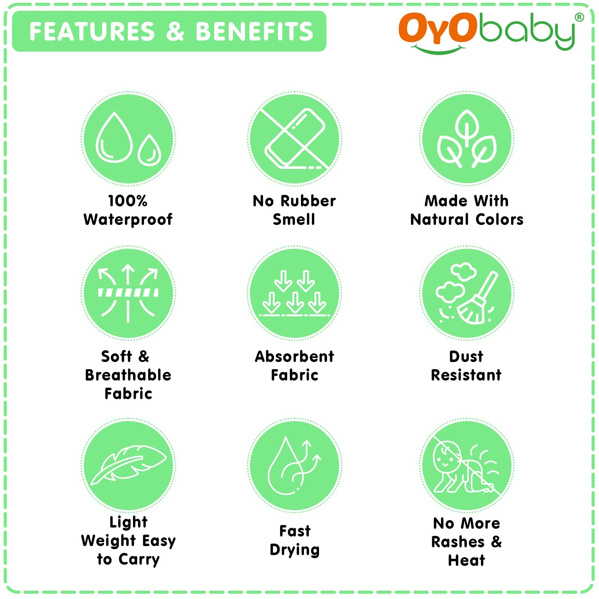 Oyo Baby Extra Absorbent Waterproof Baby Dry Sheet Medium Size (100X70Cm) | Quick Dry Sheet For Bed Protector, Soft & Breathable | Light Green